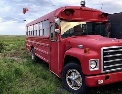Old red mountain bus.